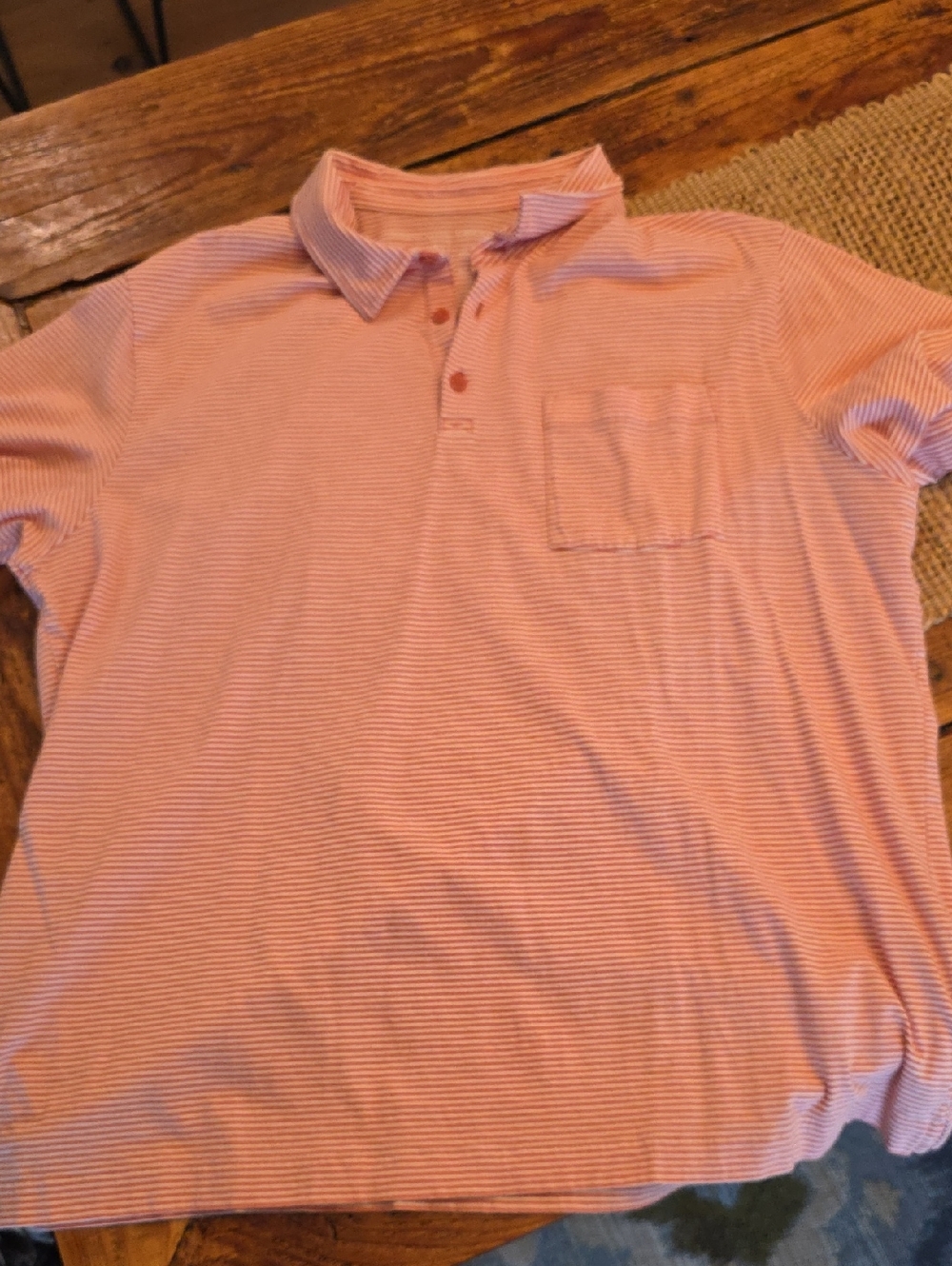 Patagonia Orange/White Thin-Stripe Polo Shirt